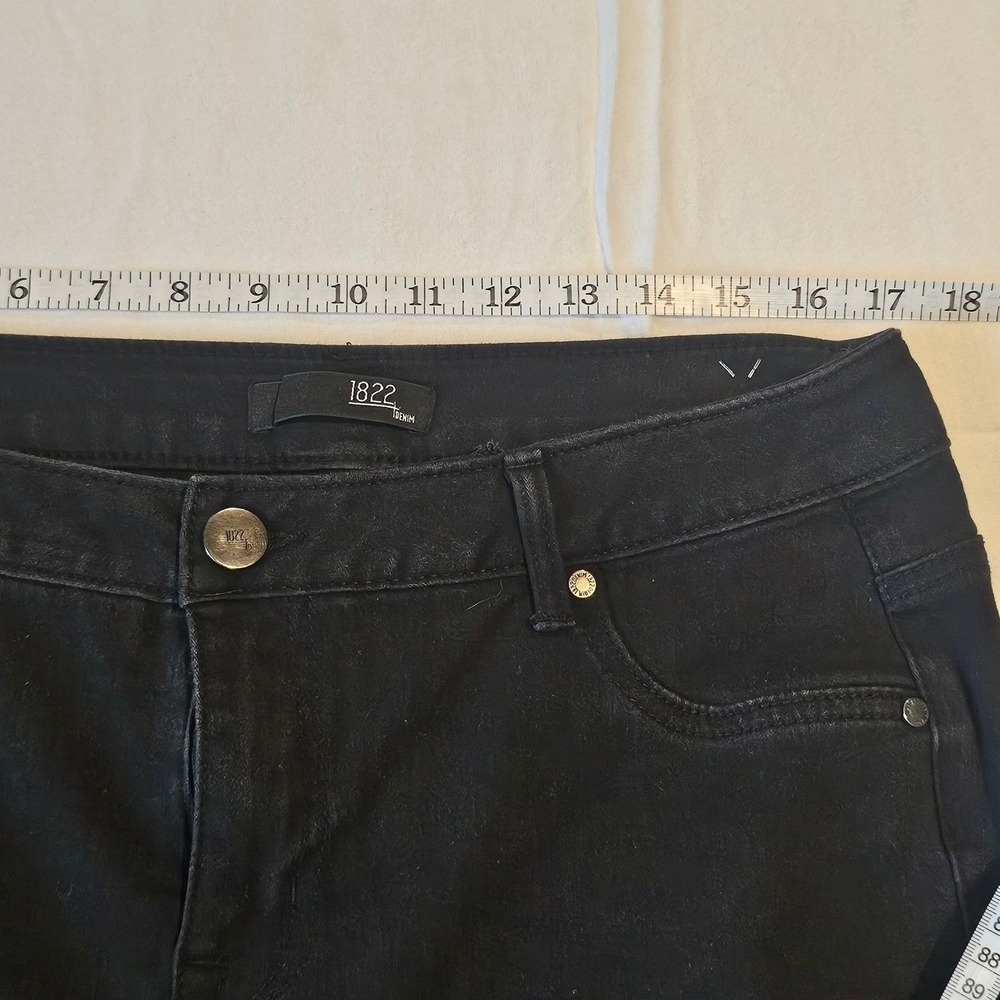 1822 Denim Black Wash High Waist Skinny Jeans Women's Size 14W Stretch Comfort - Picture 4 of 6